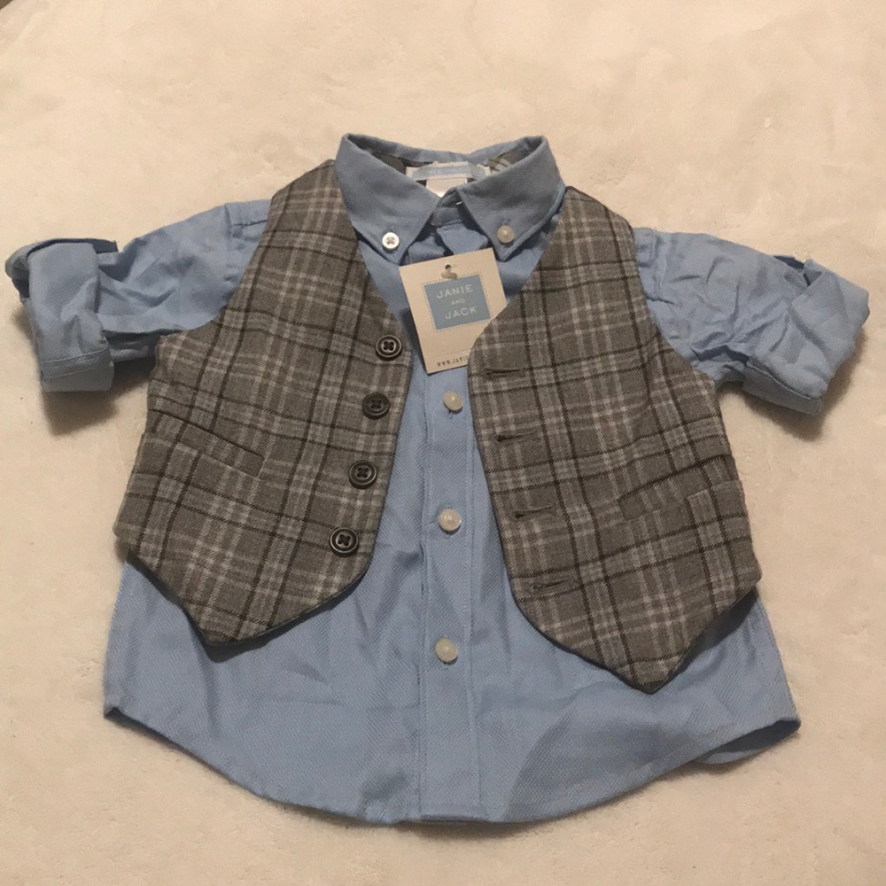 ❗️SOLD❗️Janie and Jack Baby Dress Shirt and Vest